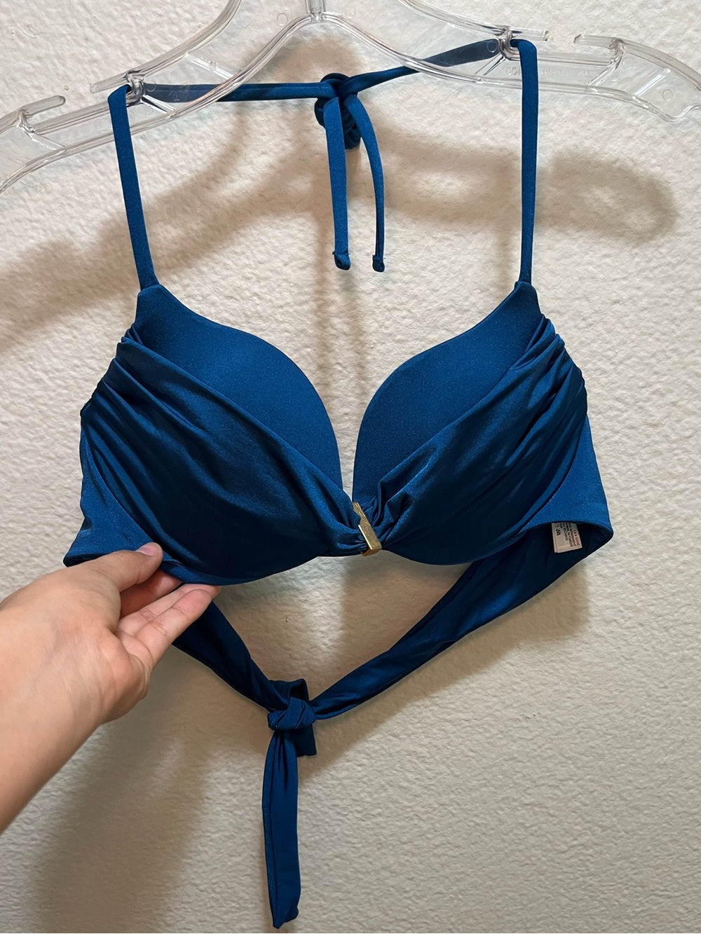 Push-Up Bikini Top in Deep Teal with Tie Back Swimwear